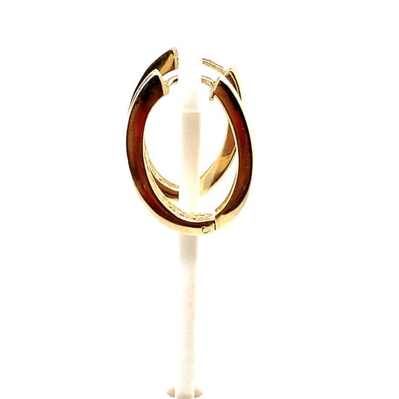 Diamond 14KT Yellow Gold Oval Shaped Hoop Earrings - Picture 4 of 4